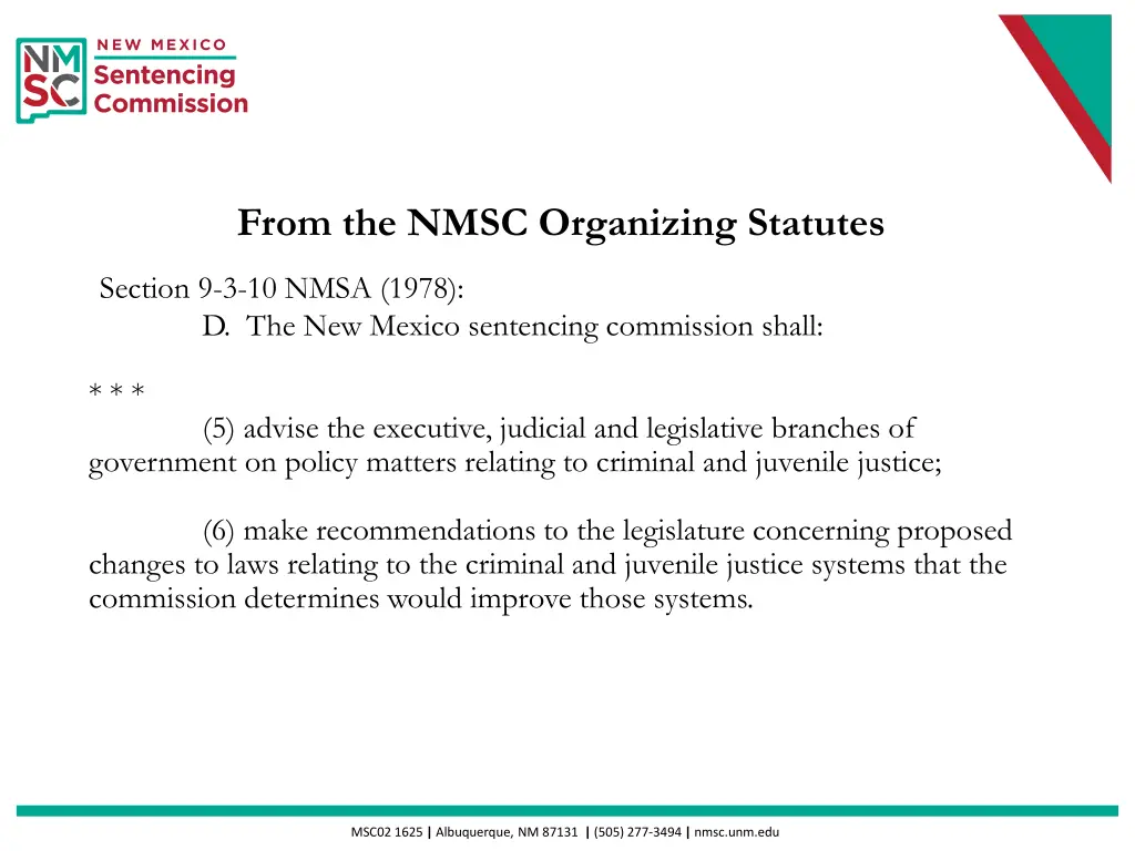 from the nmsc organizing statutes