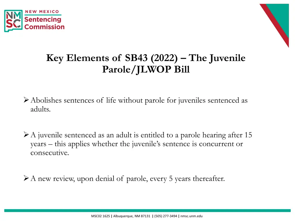 key elements of sb43 2022 the juvenile parole