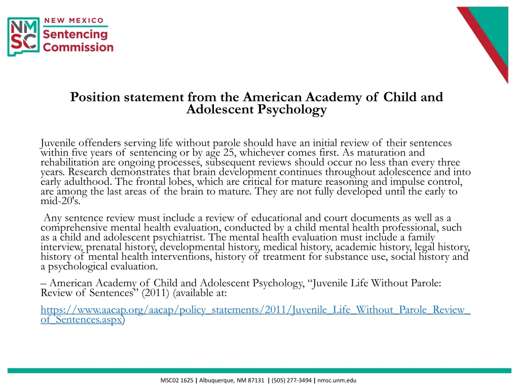 position statement from the american academy