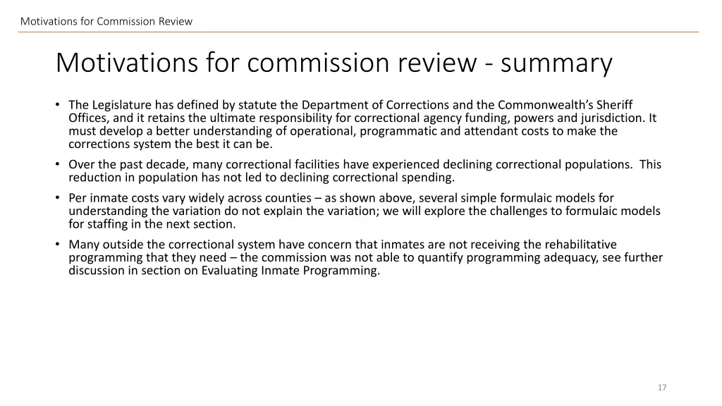 motivations for commission review 12