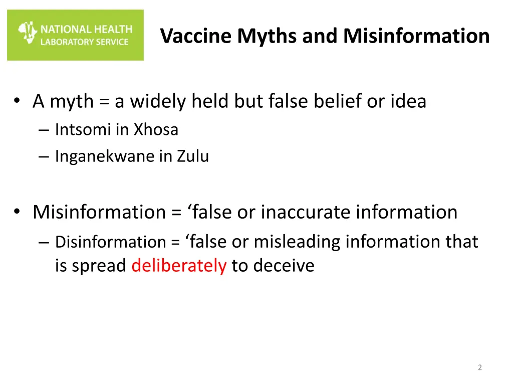 vaccine myths and misinformation