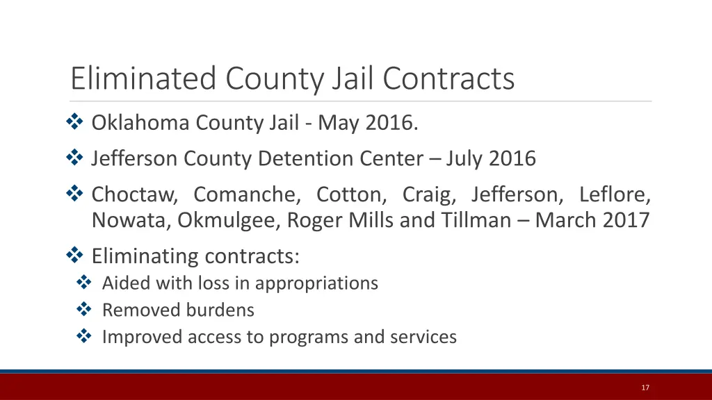 eliminated county jail contracts oklahoma county