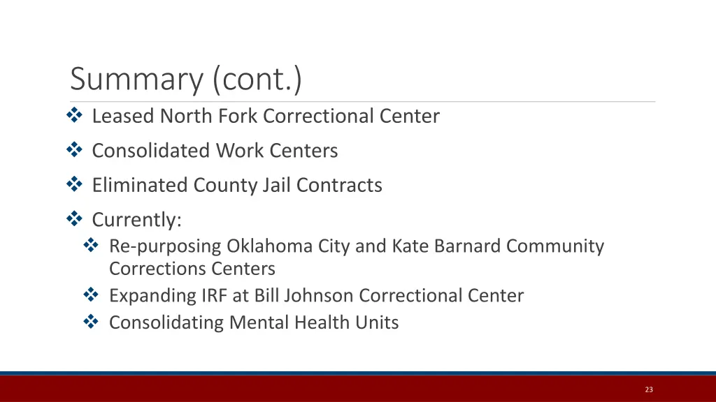 summary cont leased north fork correctional