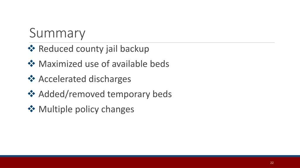 summary reduced county jail backup maximized