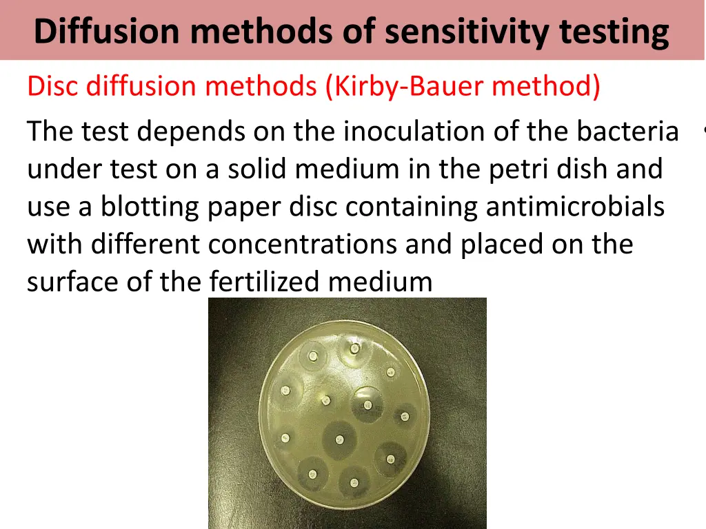 diffusion methods of sensitivity testing