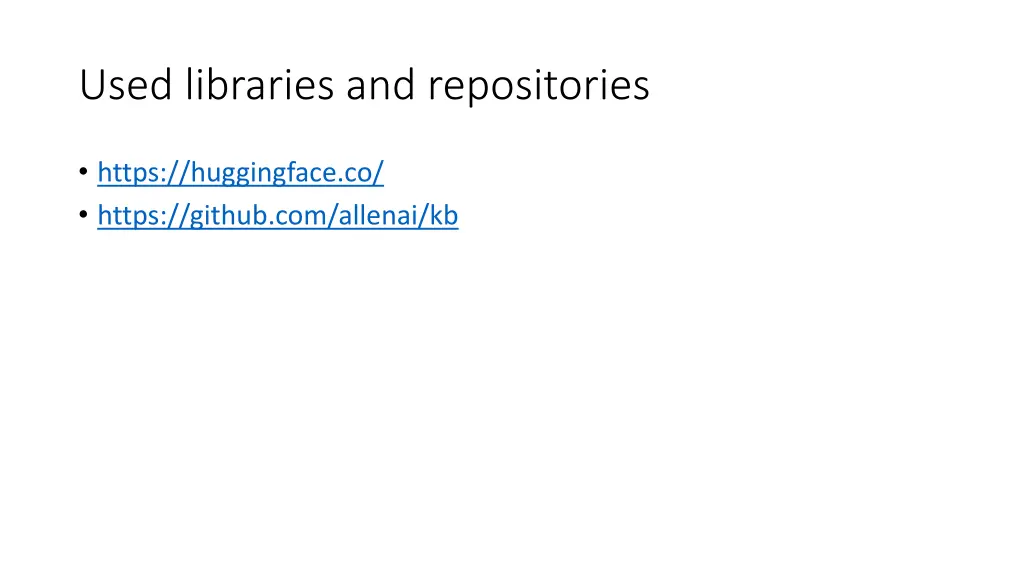 used libraries and repositories