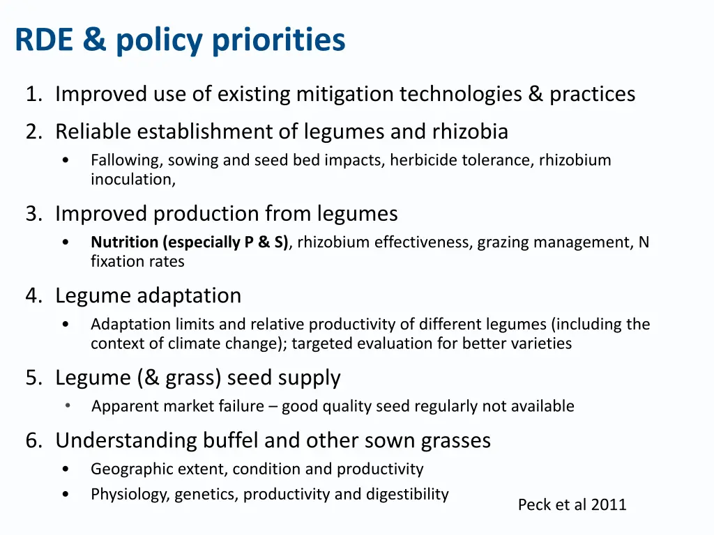 rde policy priorities