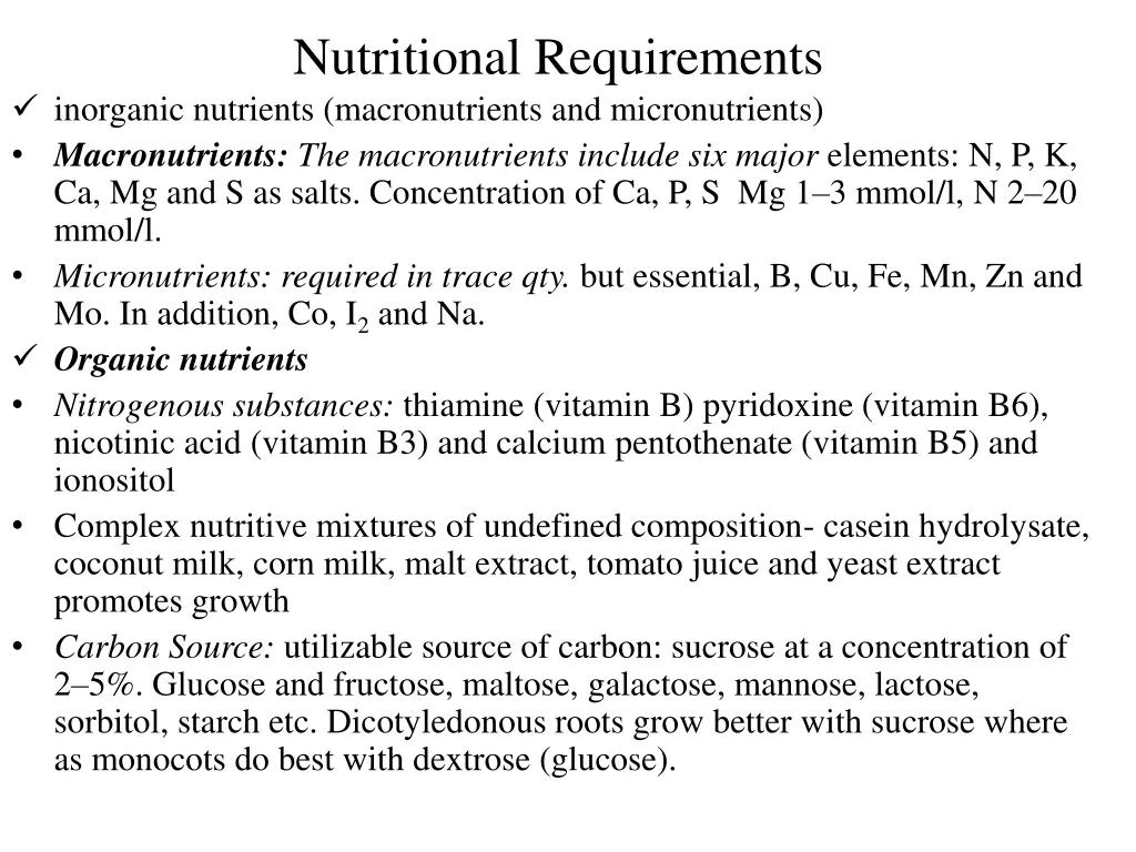 nutritional requirements 1