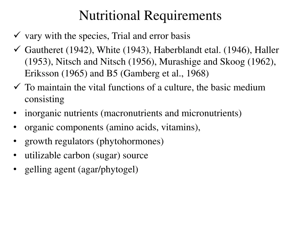 nutritional requirements