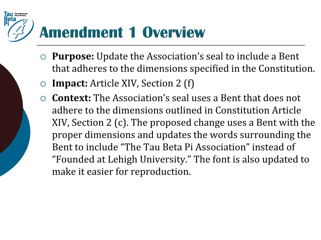 purpose update the association s seal to include