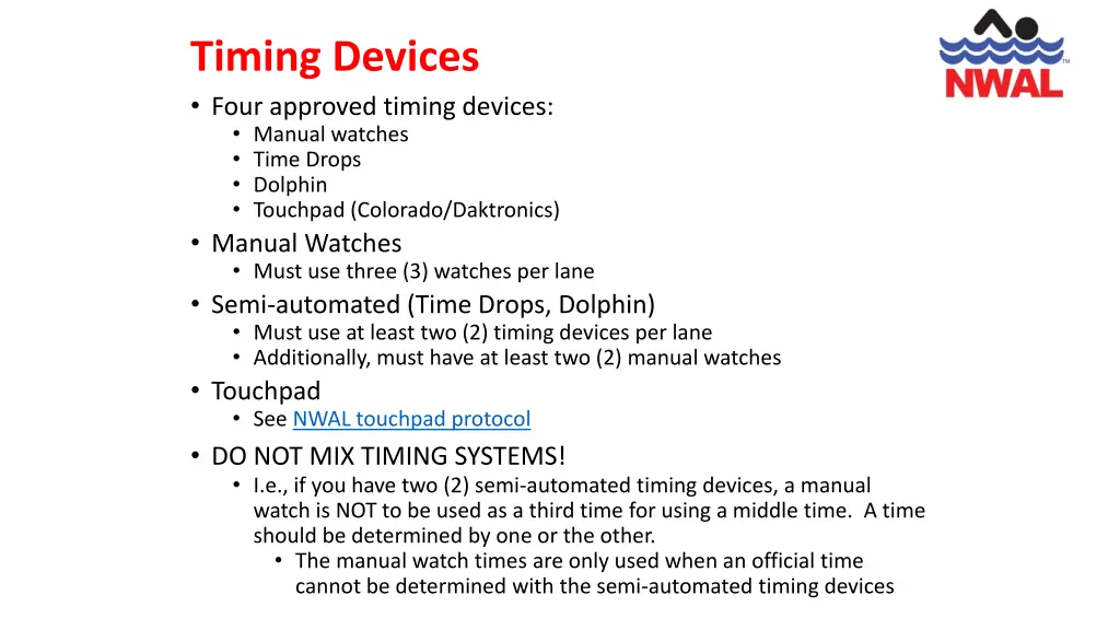 timing devices four approved timing devices