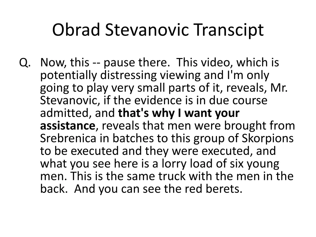 obrad stevanovic transcipt