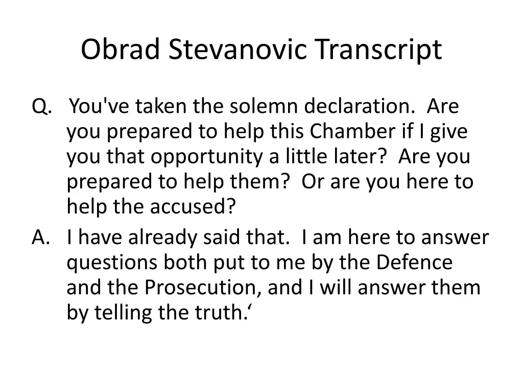 obrad stevanovic transcript