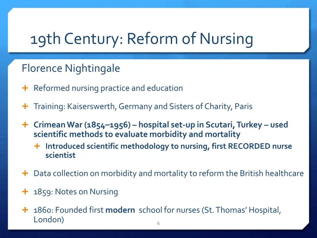 19th century reform of nursing