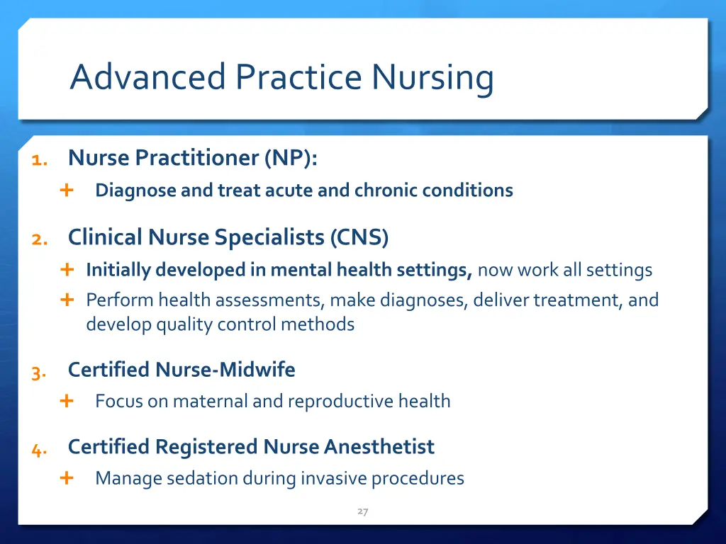 advanced practice nursing 1