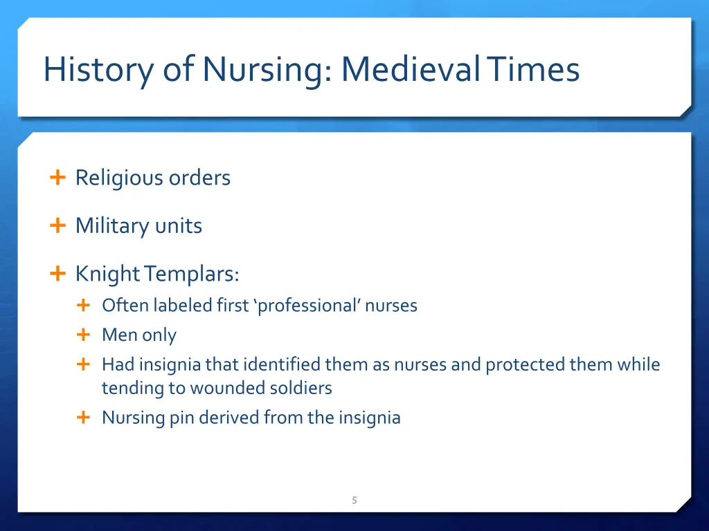 history of nursing medieval times