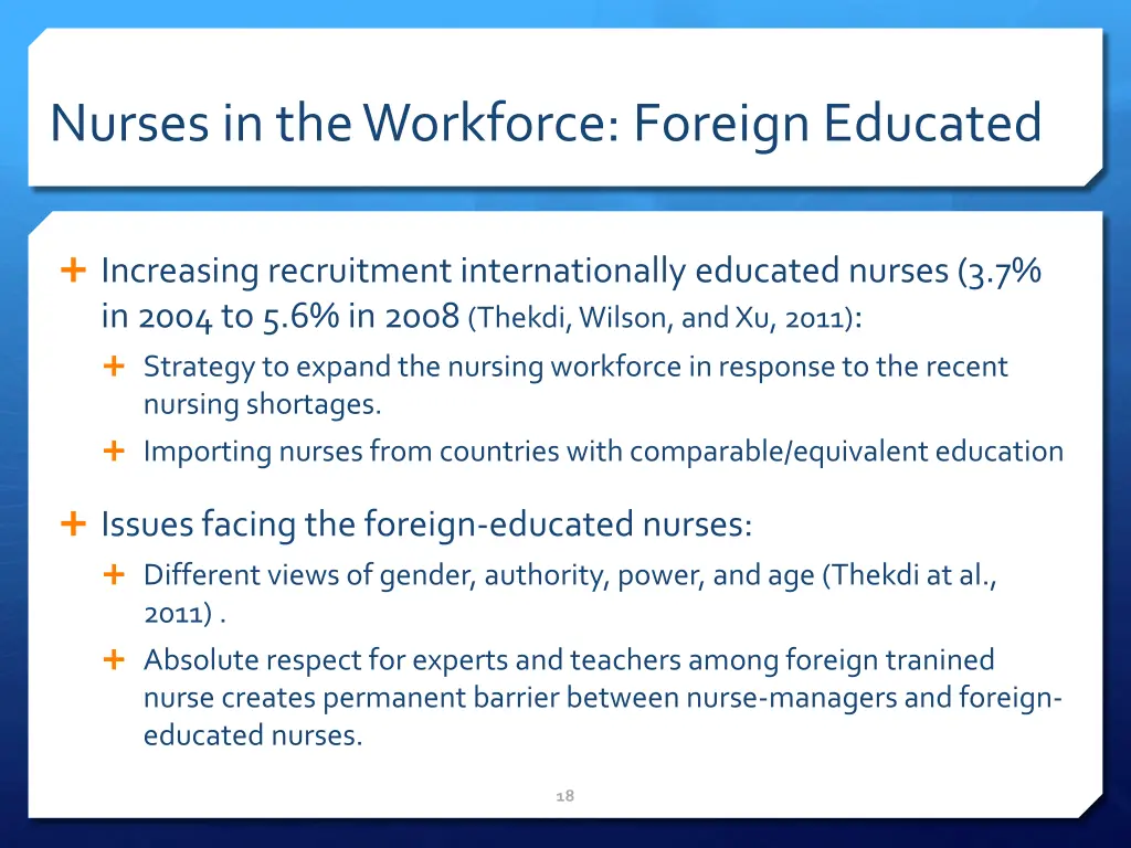 nurses in the workforce foreign educated