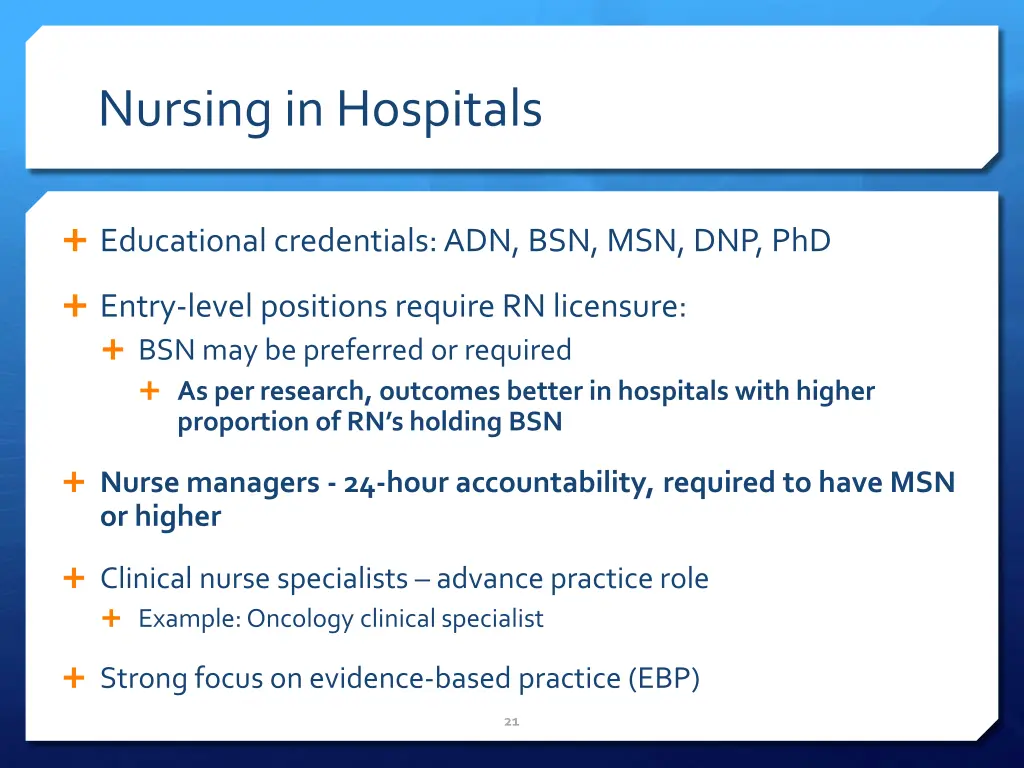 nursing in hospitals