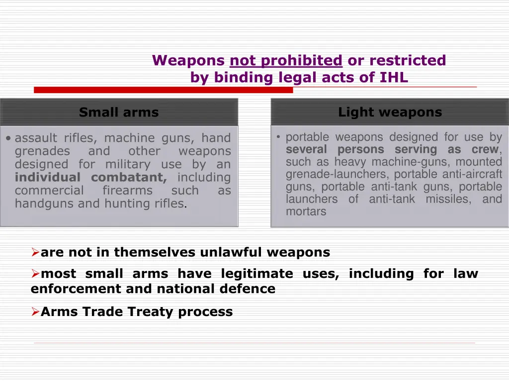 weapons not prohibited or restricted by binding 1