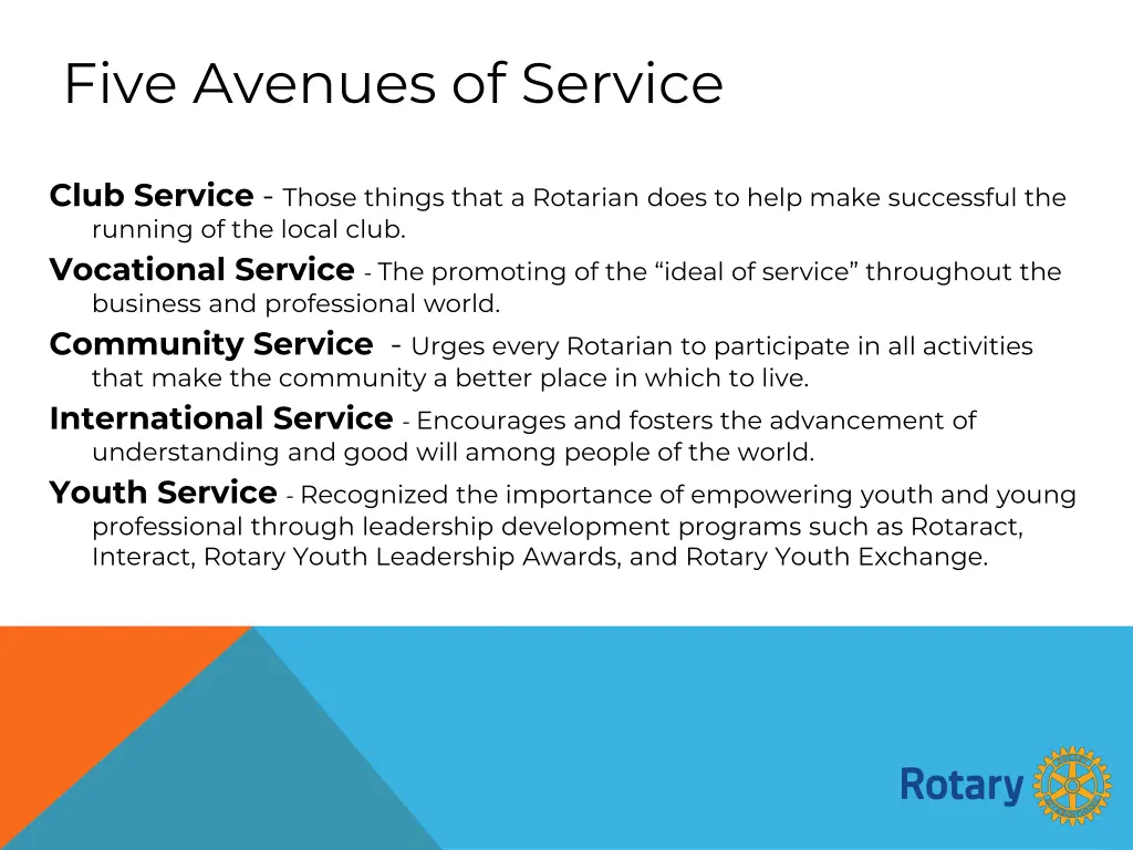 five avenues of service