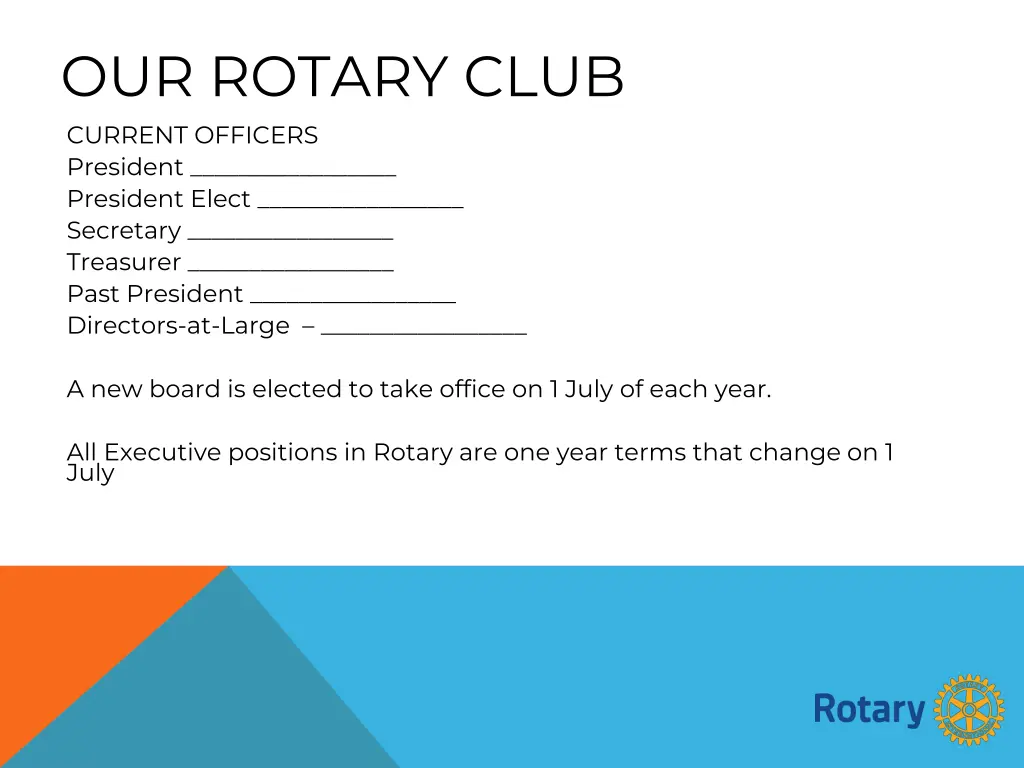 our rotary club current officers president