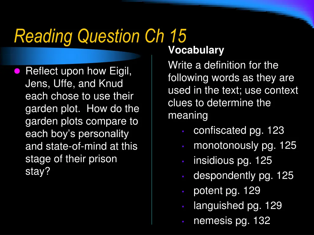 reading question ch 15