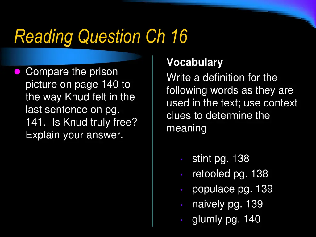 reading question ch 16