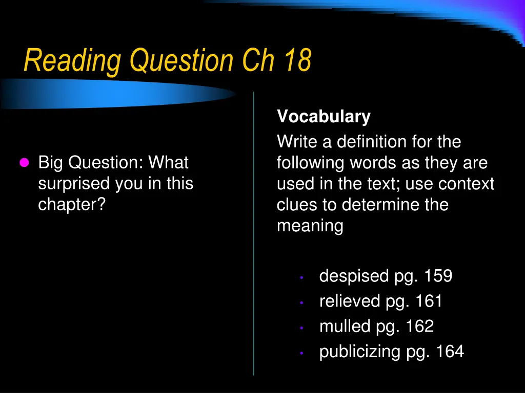 reading question ch 18