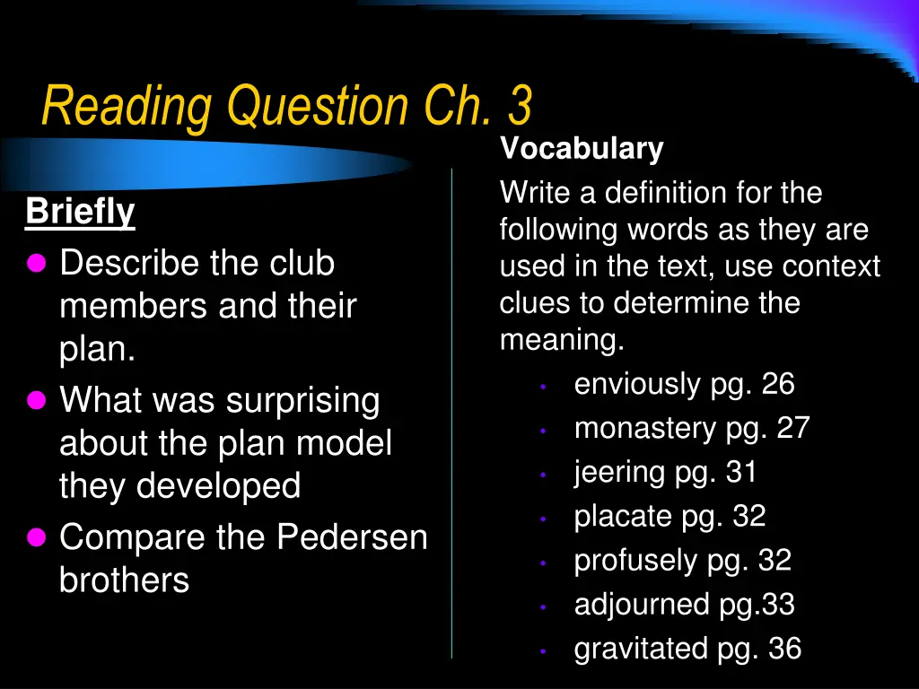 reading question ch 3