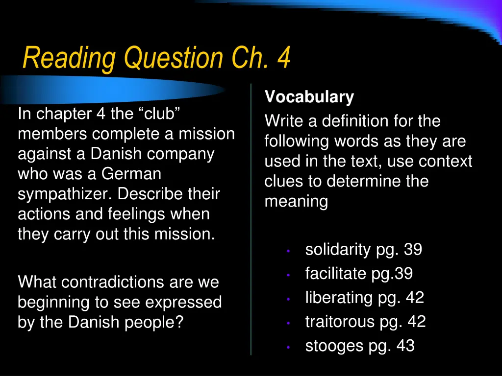 reading question ch 4