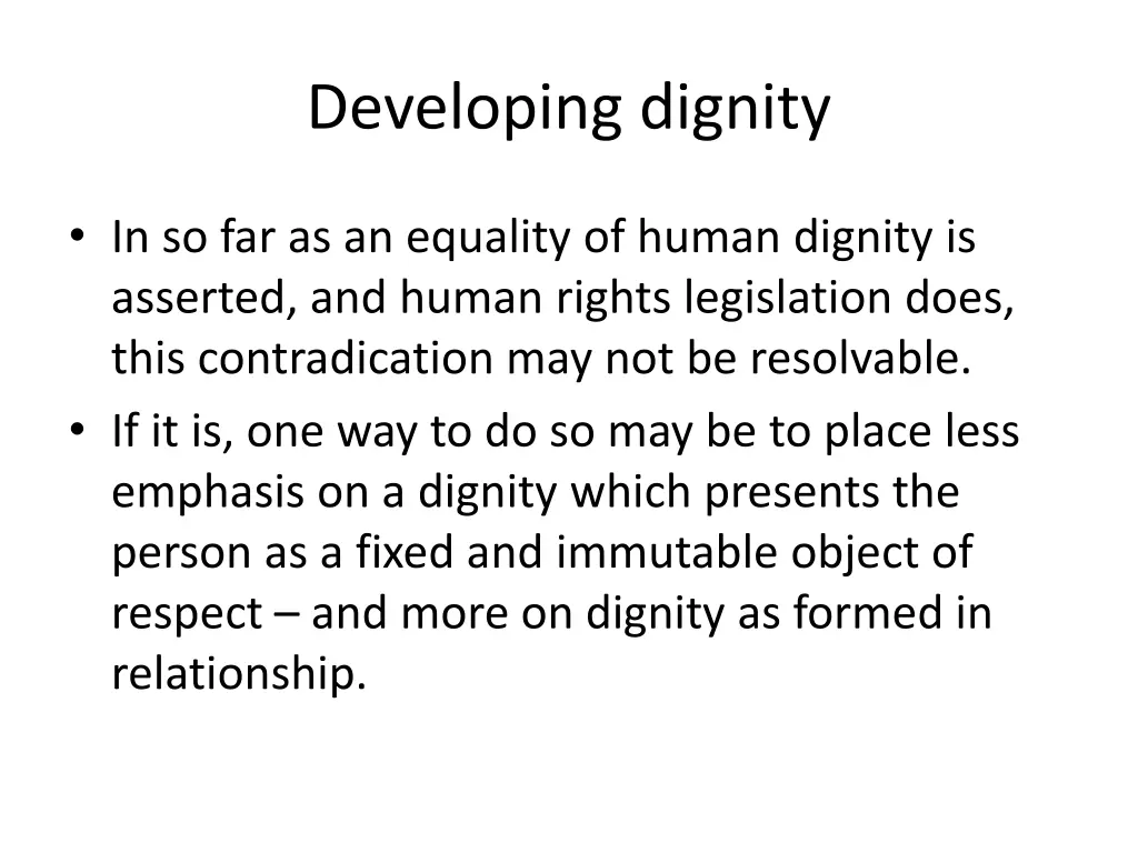 developing dignity