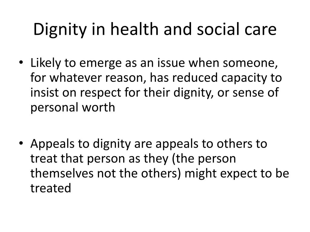 dignity in health and social care