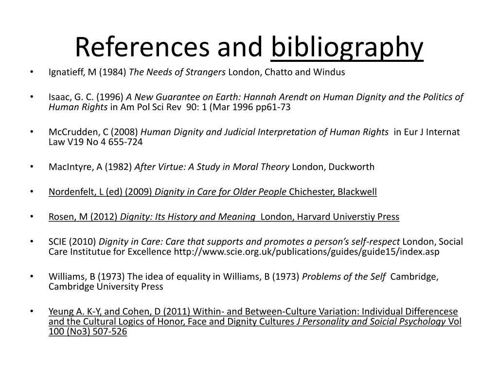 references and bibliography ignatieff m 1984