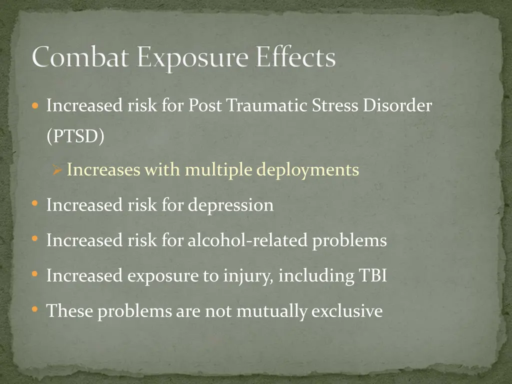 combat exposure effects