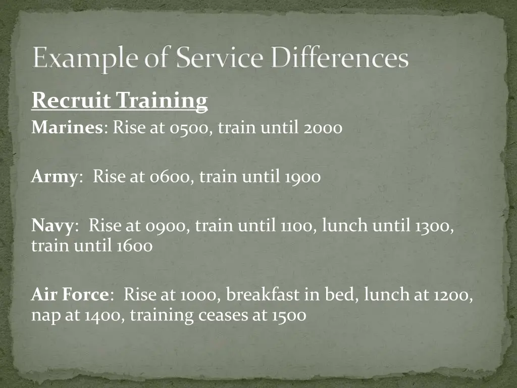 example of service differences