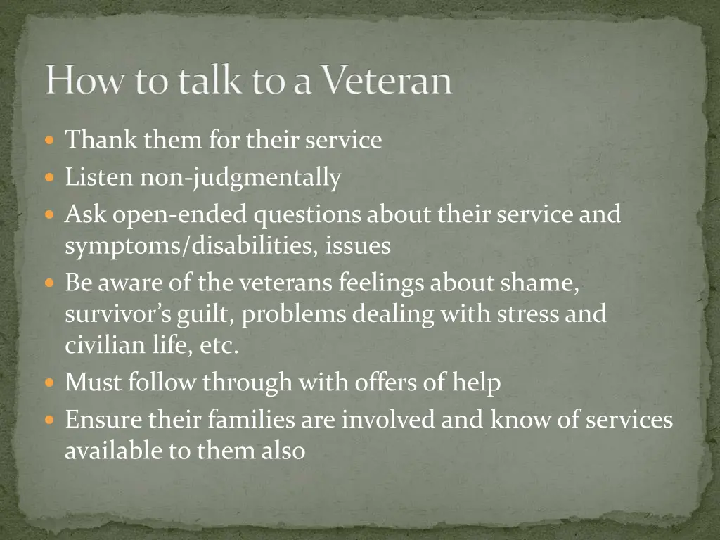 how to talk to a veteran