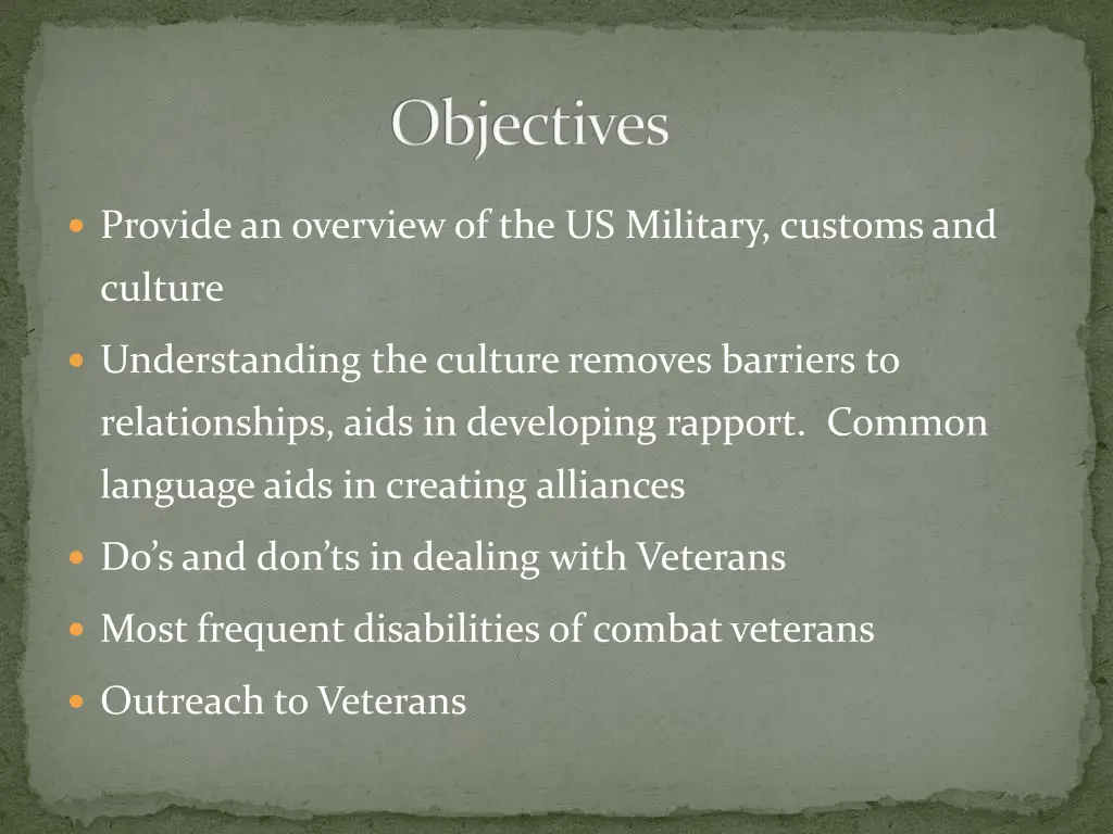 objectives