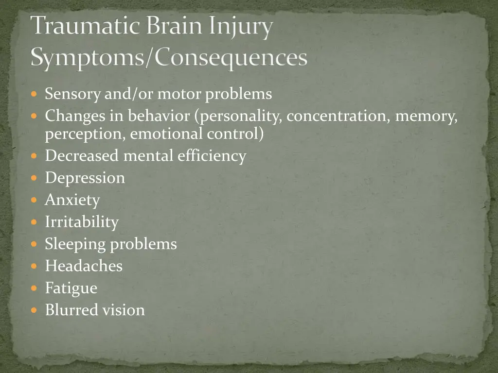 traumatic brain injury symptoms consequences