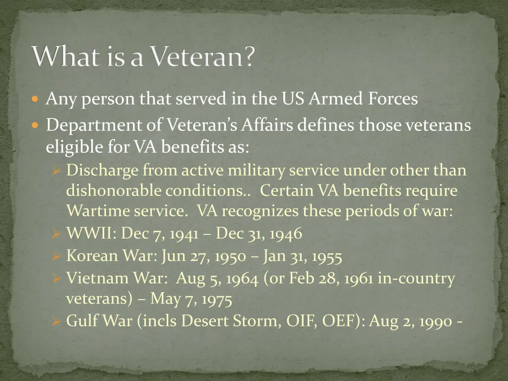 what is a veteran