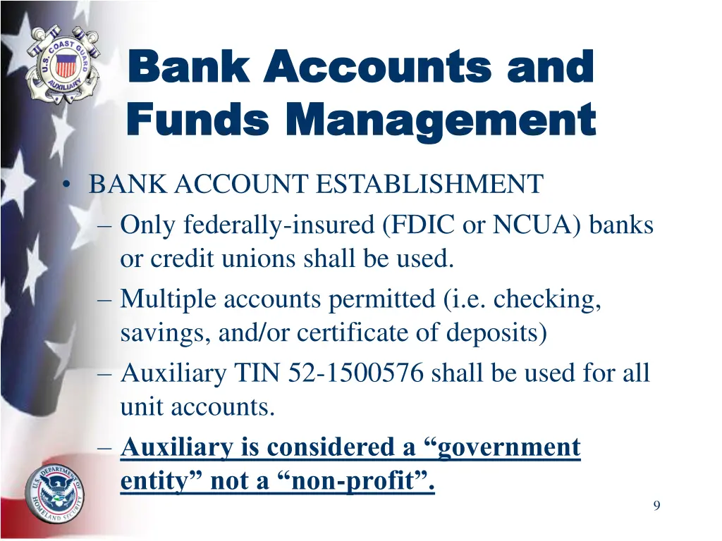 bank accounts and bank accounts and funds