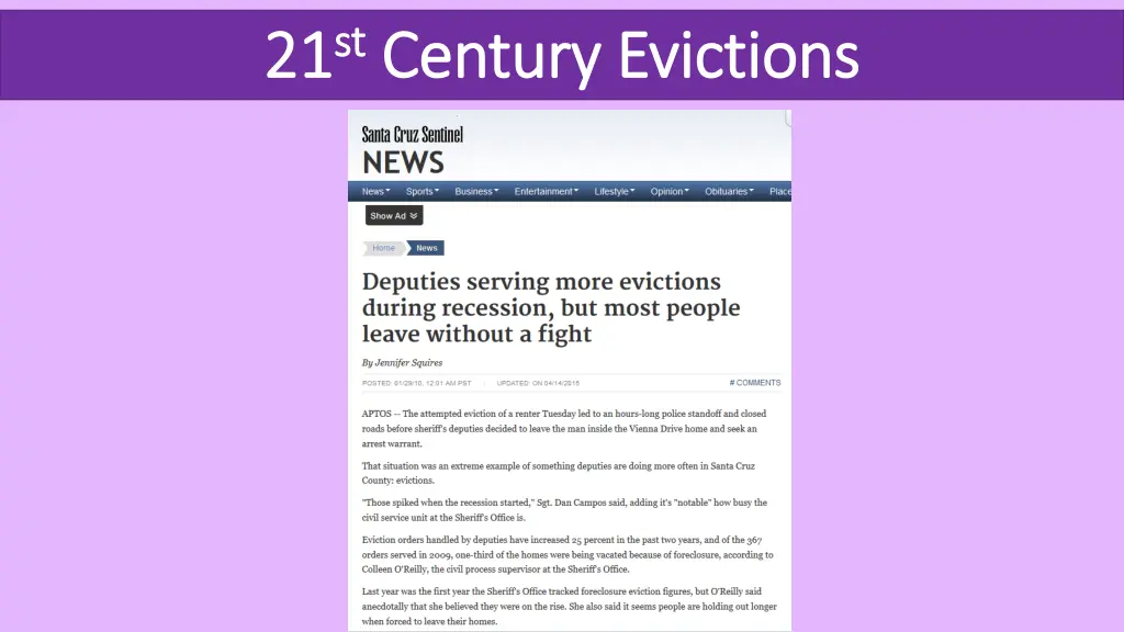 21 21 st st century evictions century evictions