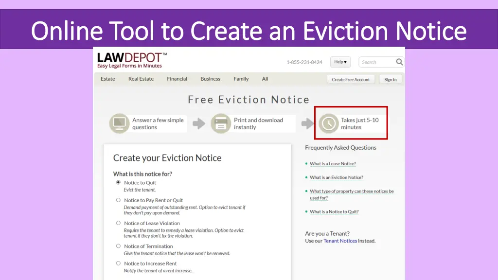 online tool to create an eviction notice online