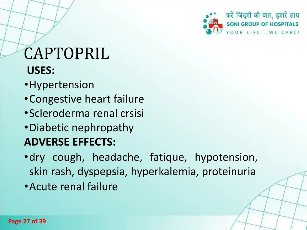 captopril uses hypertension congestive heart