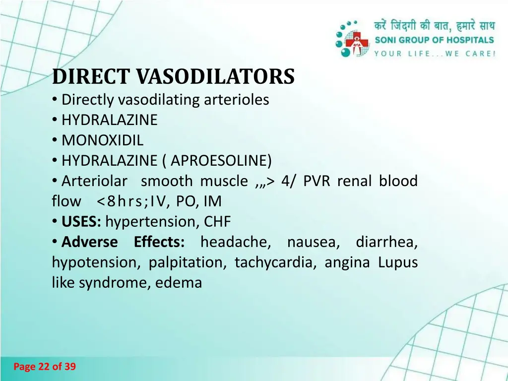 direct vasodilators directly vasodilating