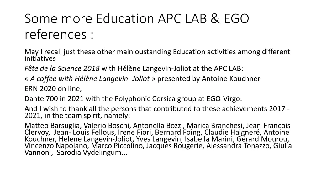 some more education apc lab ego references