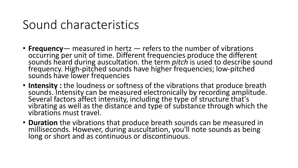 sound characteristics