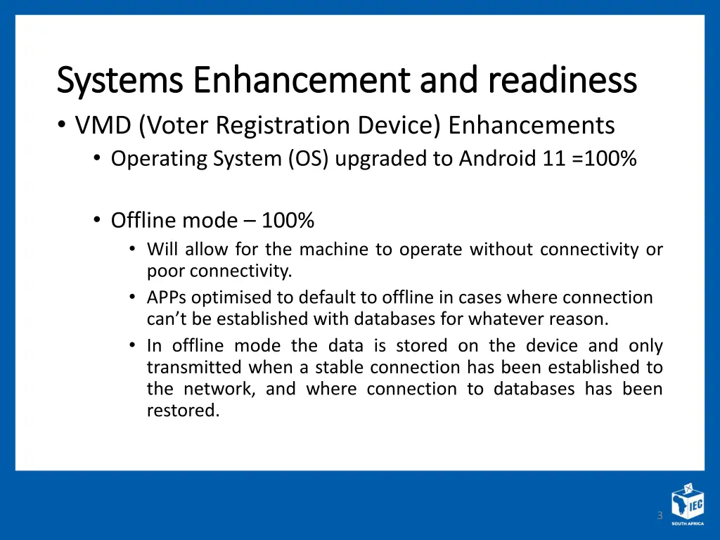 systems enhancement and readiness systems