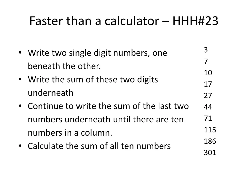 faster than a calculator hhh 23