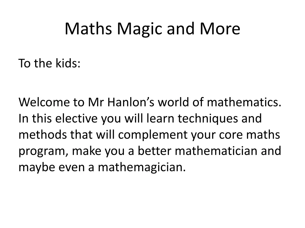 maths magic and more