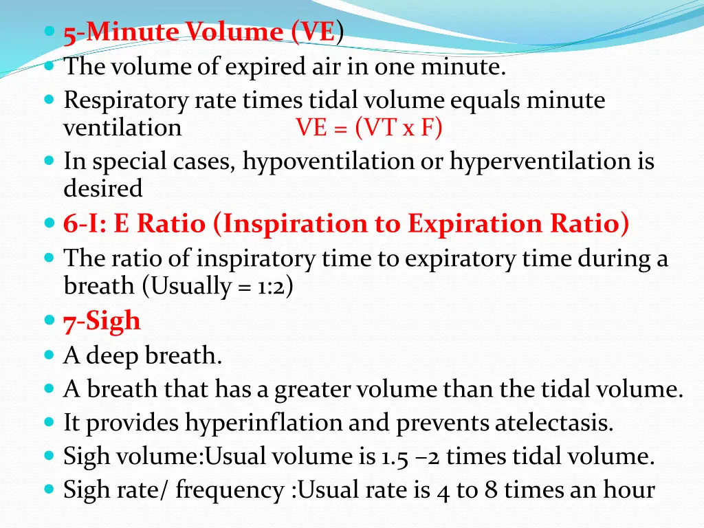 5 minute volume ve the volume of expired